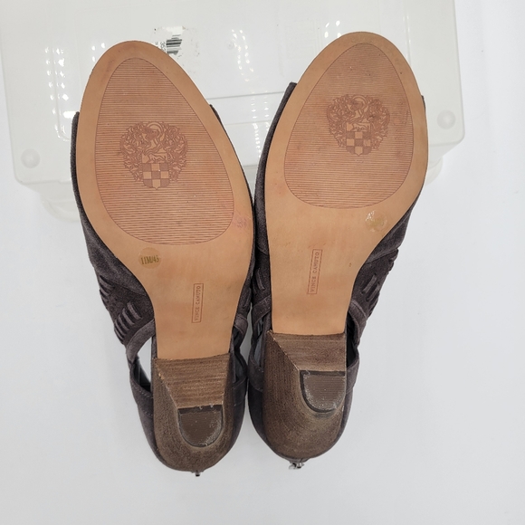 Vince Camuto Ebelin Suede Cone-Heel Shootie Open Toe Zip Back Gray 11M/43 - Picture 9 of 11